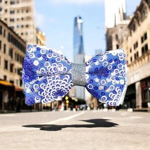 MEN'S MANZINI ROYAL BLUE BLING BOW TIE ONLY.